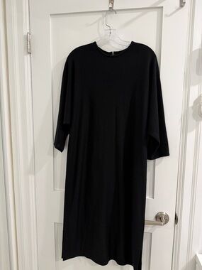 VTG Mr. Blackwell black wool blend dolman sleeve dress (fits like L) (has holes)